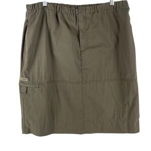 Eddie Bauer Womens Cargo Skirt SZ L Olive Green Zip Pockets Vintage 90s